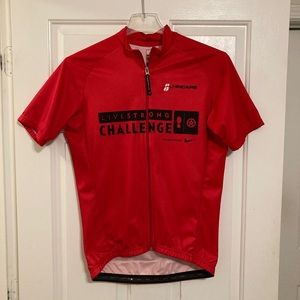 Rare Hincapie Mens Nike Livestrong Challenge Bicycle Jersey Sz XL Red Black